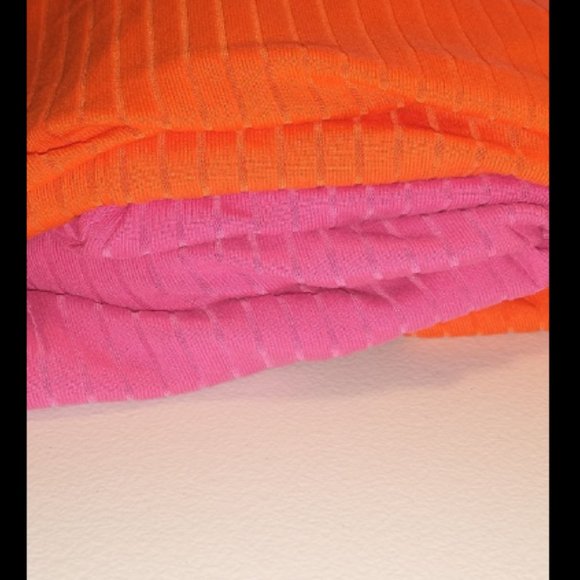 Plus Size Ribbed Lounge Set Women’s 2 Piece Top & Shorts Orange Pink 1X 2X 3X - Picture 7 of 8